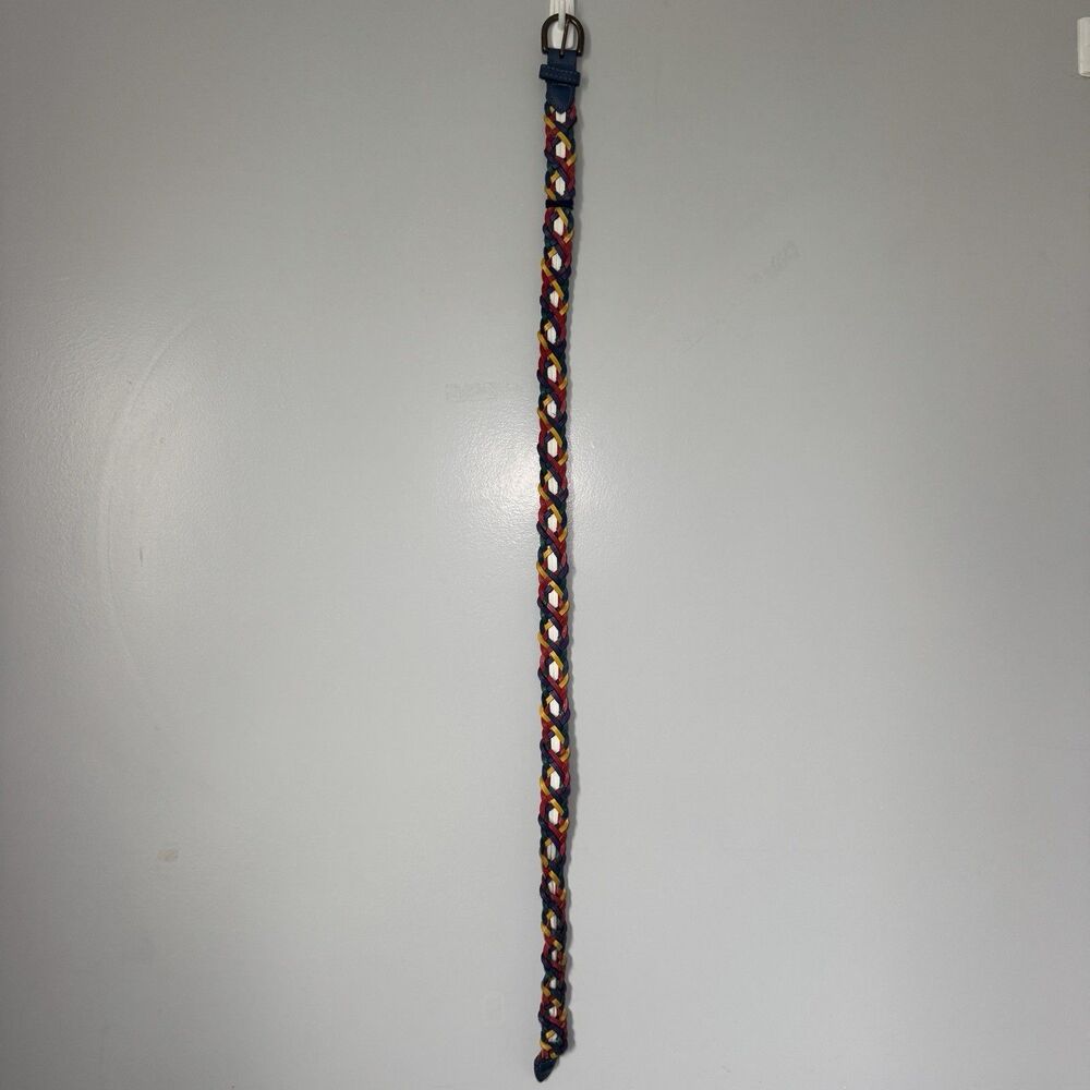 Unique Capezio Genuine Leather Braided Multicolor Belt Blue/Red/Yellow Sz Med/Lg